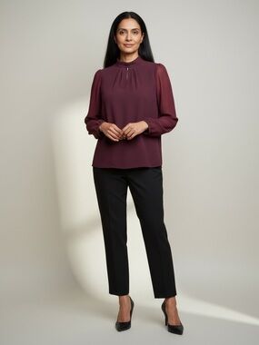 1. State burgundy choker neck blouse size XSmall